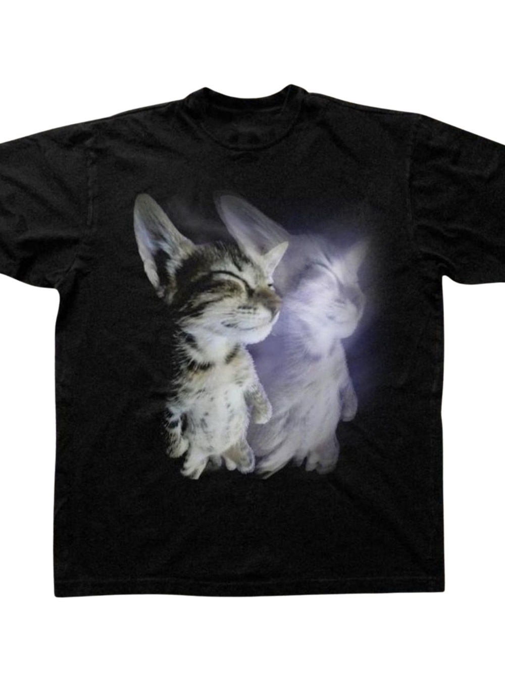 Black Cat Graphic Tee with Dreamy Kitten Print